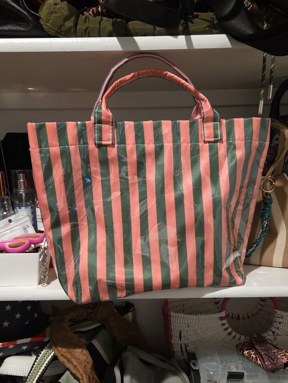 Striped Pink and Green Tote Bag